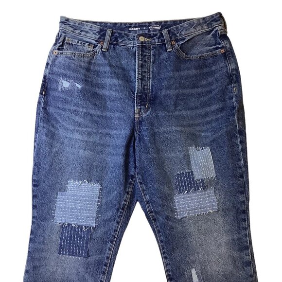 Old Navy O.G. Straight Jeans Button Fly Women Size 16 Denim High-Rise Stretch - Picture 8 of 12